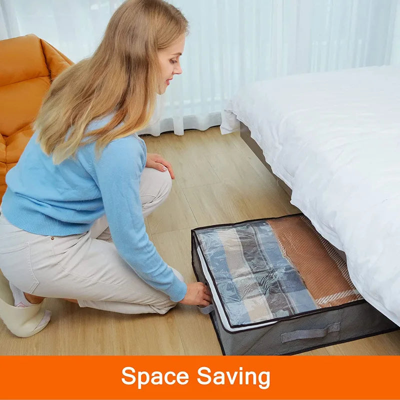 Platzsparende Unterbett Aufbewahrung für zusätzlichen Stauraum im Schlafzimmer. Ideal für saisonale Kleidung.
