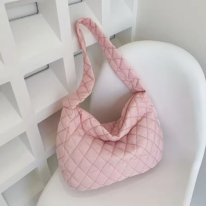 Große, wasserdichte Puffer Schultertasche für Damen, gesteppt, ideal für Alltag, Reise & Shopping.