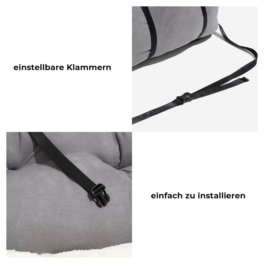 Luxuriöser Hundeautositz für mittelgroße & große Rassen. Mit sicheren Gurten & Polsterung.