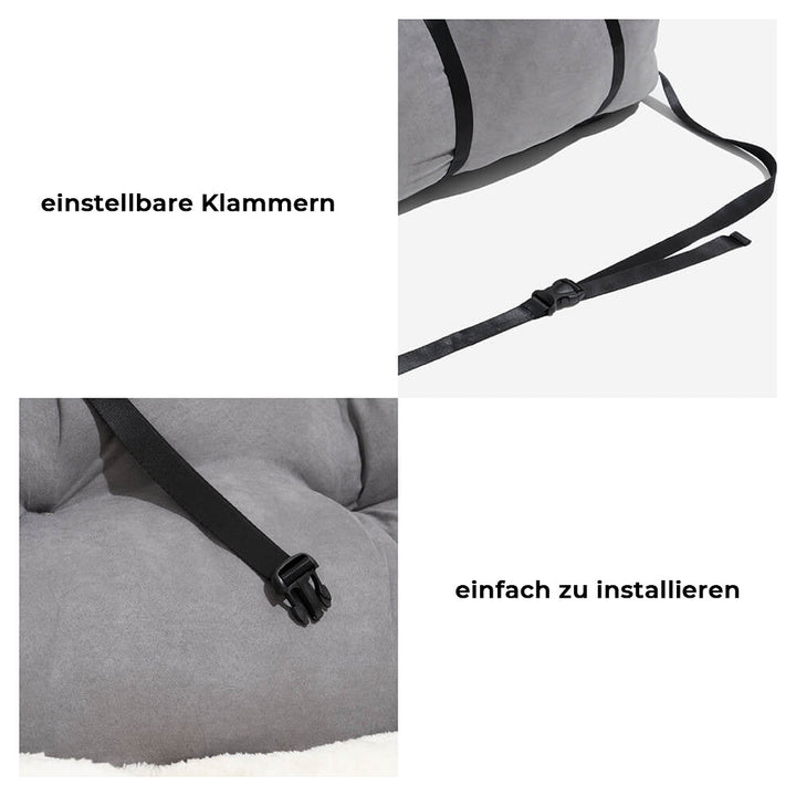 Luxuriöser Hundeautositz für mittelgroße & große Rassen. Mit sicheren Gurten & Polsterung.