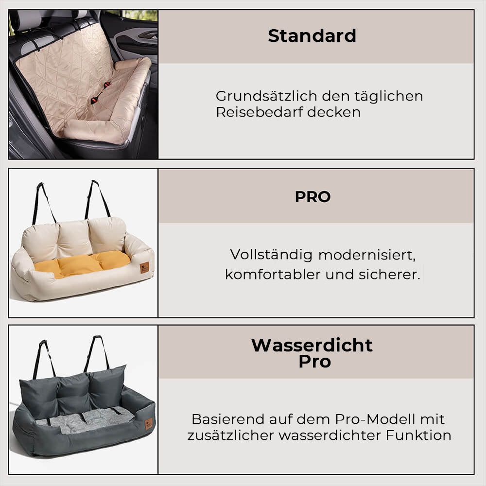 Hundeautositz mit extra Polsterung für maximalen Komfort. Sicherung durch starke Gurte.