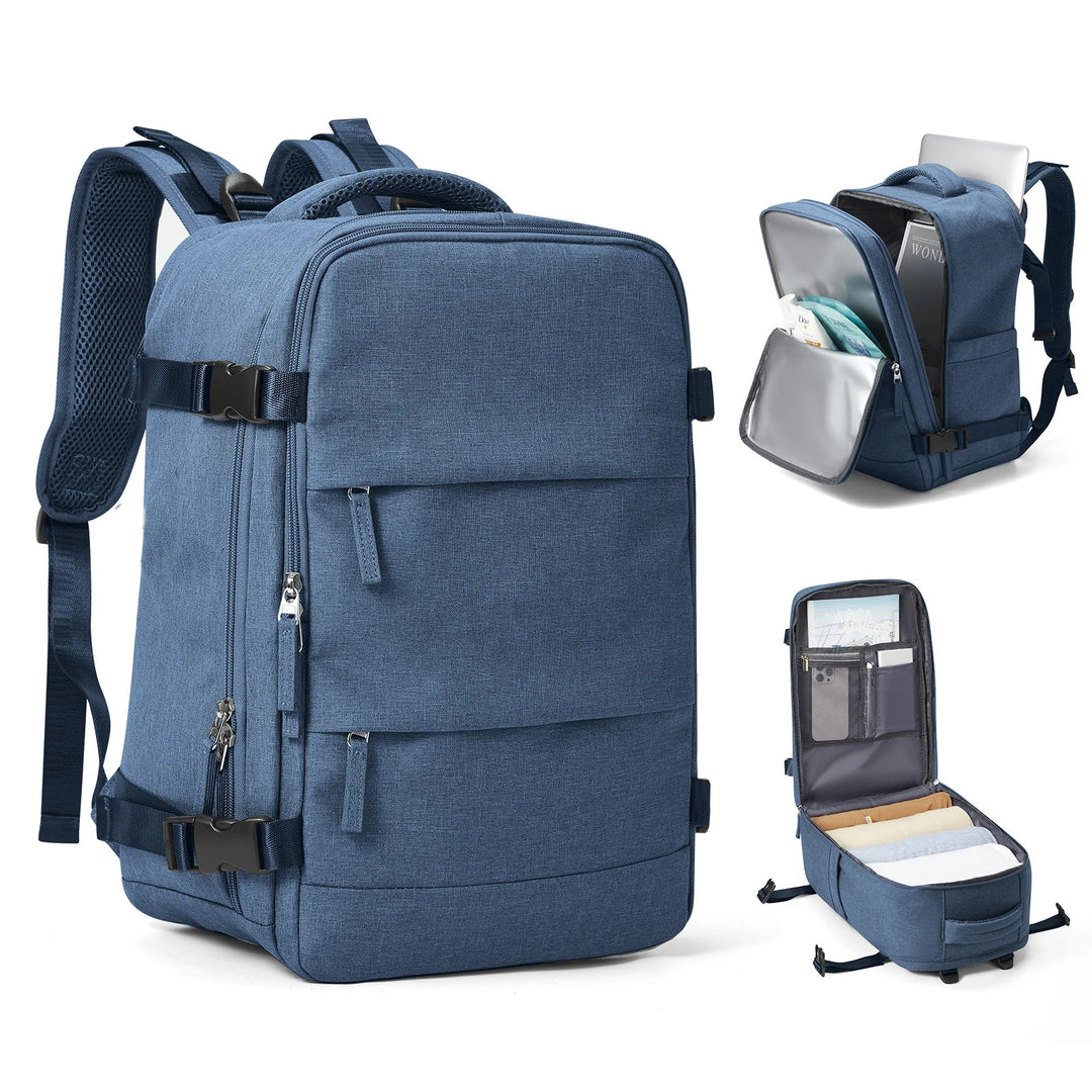 Großer Unisex Reiserucksack in Schwarz mit Laptopfach, ideal als wasserdichtes Handgepäck für Reisen & Pendeln.
