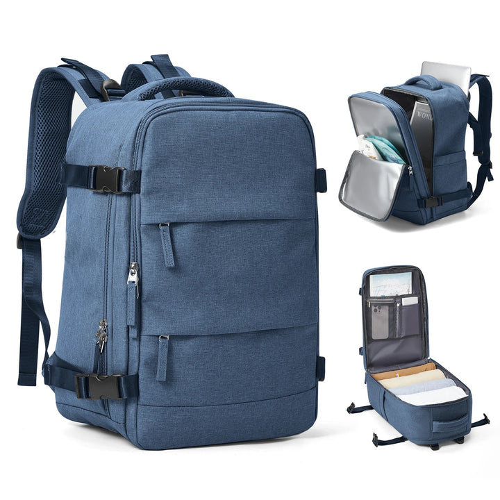 Großer Unisex Reiserucksack in Schwarz mit Laptopfach, ideal als wasserdichtes Handgepäck für Reisen & Pendeln.