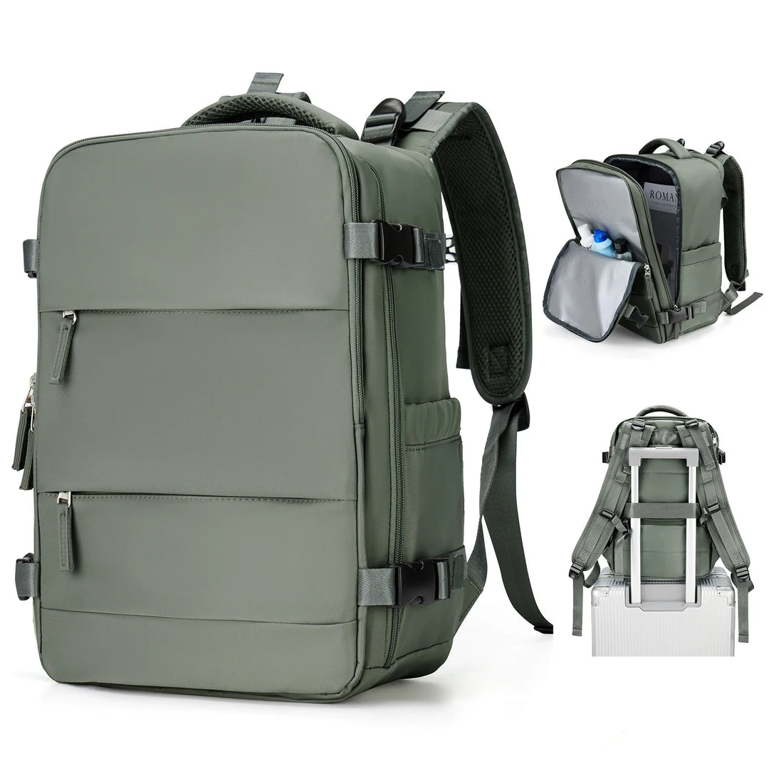 Nahaufnahme des strapazierfähigen, wasserdichten Stoffes des funktionalen Pendlerrucksacks.