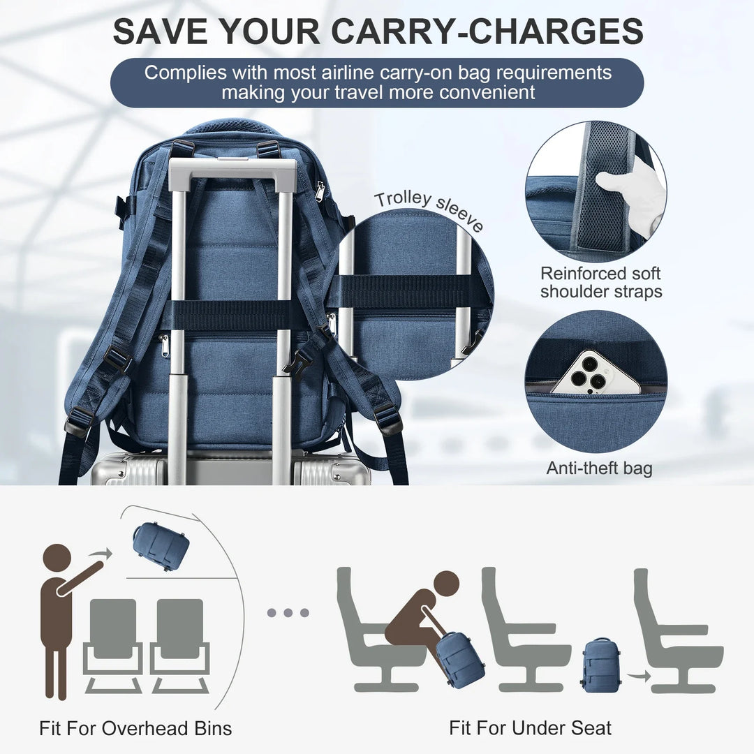 Rückenansicht des ergonomischen Laptoprucksacks mit gepolsterten Trägern für optimalen Tragekomfort.
