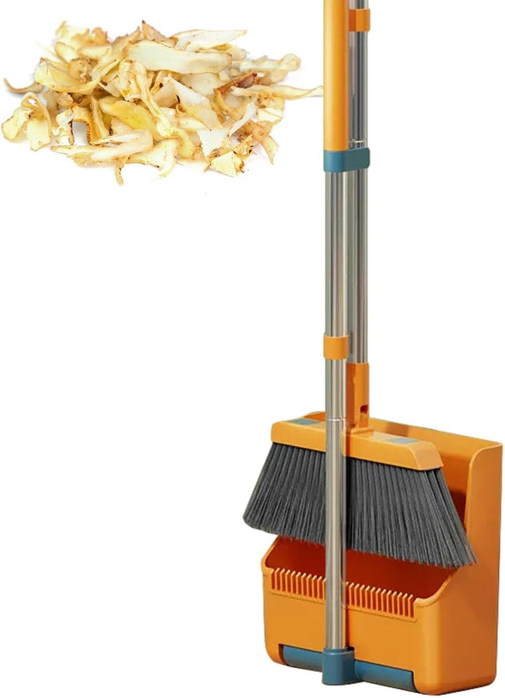 Vielseitiges Kehrgarnitur-Set für alle Böden, mit ergonomischem Griff und extra langem Stiel für Komfort.