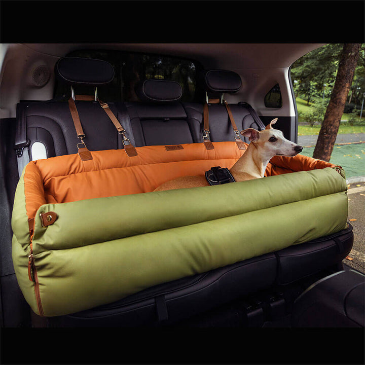 Großes Deluxe Kunstleder Hundeautositz-Sitzbett für Komfort & Sicherheit auf Reisen.