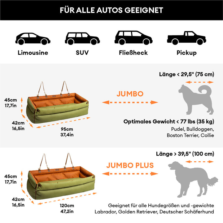 Luxuriöses Kunstleder Hundeautositz-Bett, bietet Sicherheit und Komfort für große Hunde.