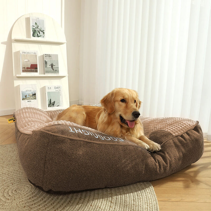 Großes, bequemes Hundebett mit Wirbelsäulenschutz, ideal für jede Rasse, kratzfest.