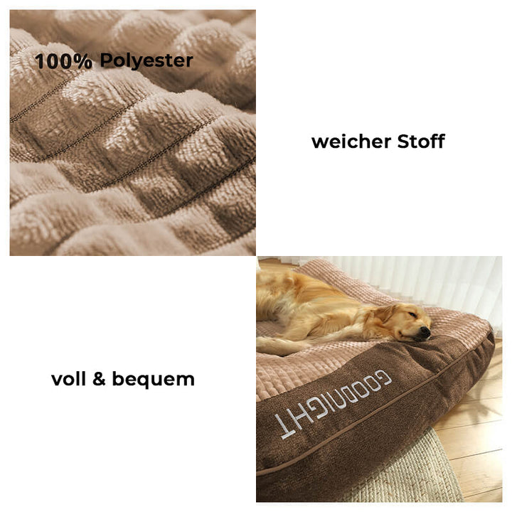 Premium Hundekissenbett, groß, waschbar und kratzfest, bietet Wirbelsäulenschutz für Haustiere.