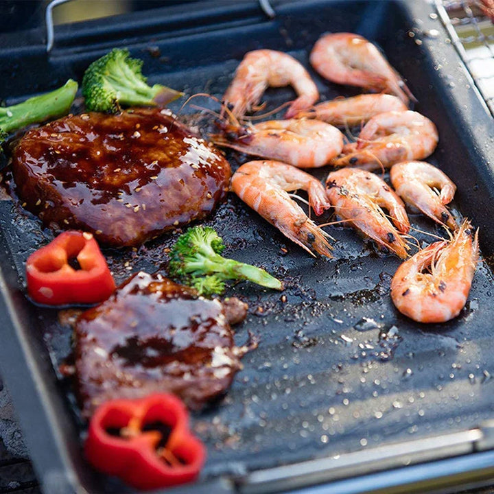 Robuste Gusseisen Grillplatte 25x30 cm für Gasgrill, BBQ & Camping. Ideal für gesundes Grillen & Braten.