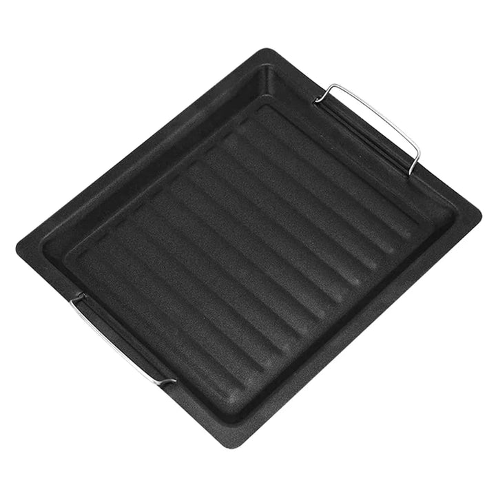 Hochwertiges Küchenzubehör: Gusseiserne Wende-Grillplatte, 25x30 cm. Für Grill, Herd, Braten und Pizza geeignet.