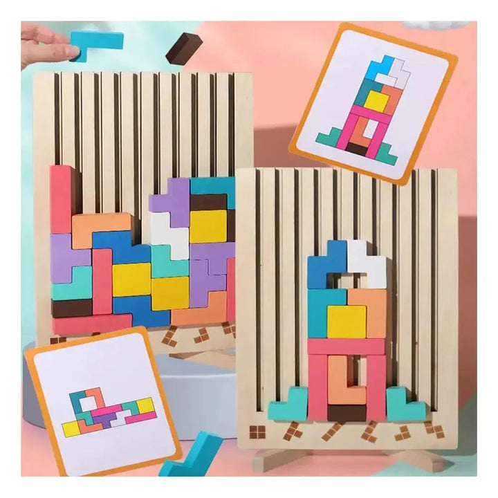 Lernspiel Holz: Pädagogisches Balance-Stapelspiel für Kinder. Entwickelt Konzentration & Problemlösung.
