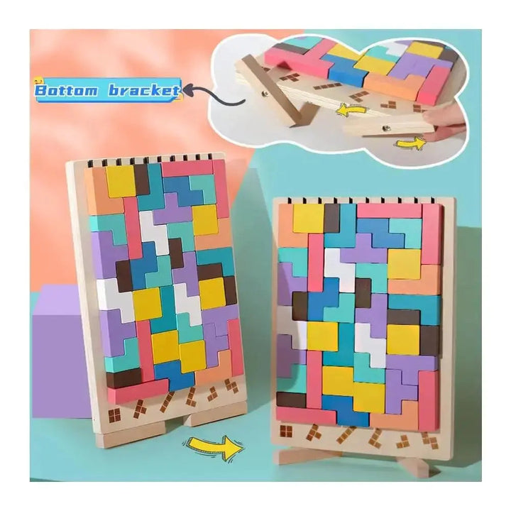 Nachhaltiges Holzspiel für Kinder: Ökologisches Balance-Stapelspiel aus robustem, farbigem Holz.