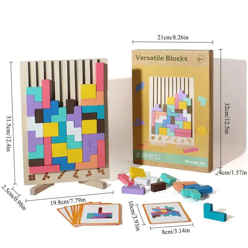 Kreatives Hölzernes Balance-Stapelspiel mit verschiedenen Stapelmöglichkeiten für Kinder & Fokus.