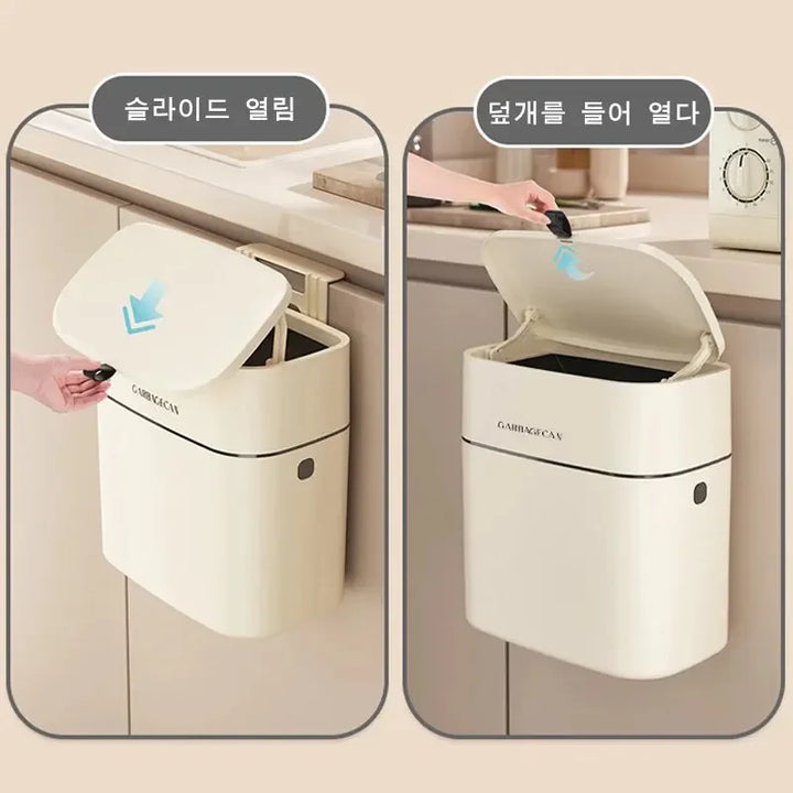 Funktionaler Mülleimer zum Hängen mit Klappdeckel für einfache Abfallentsorgung & Hygiene.