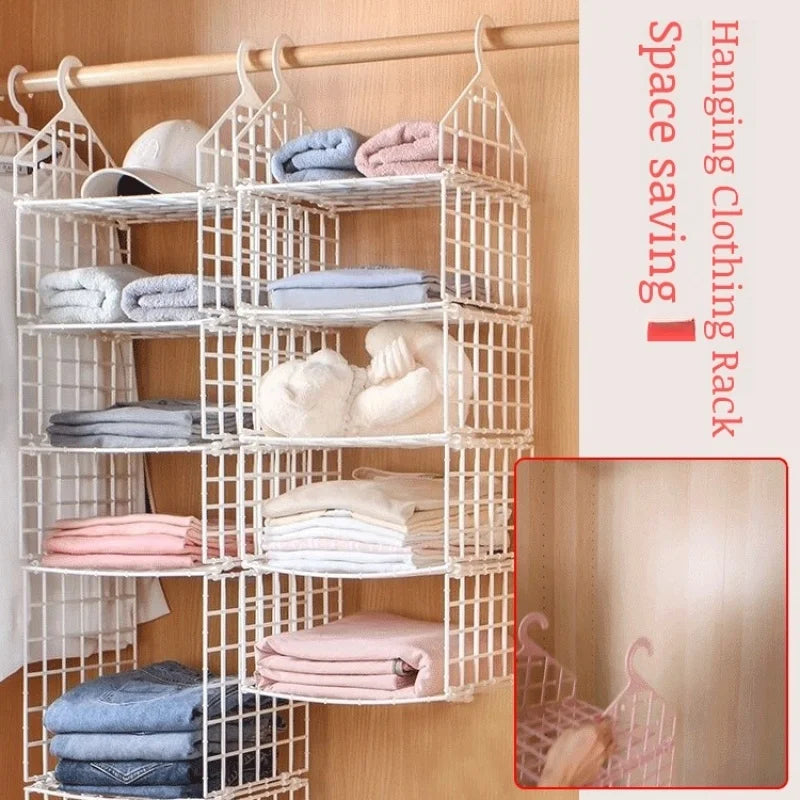 Robuster Stoff-Schrankorganizer zum Hängen, sorgt für optimale Übersicht und Ordnung im Schrank.