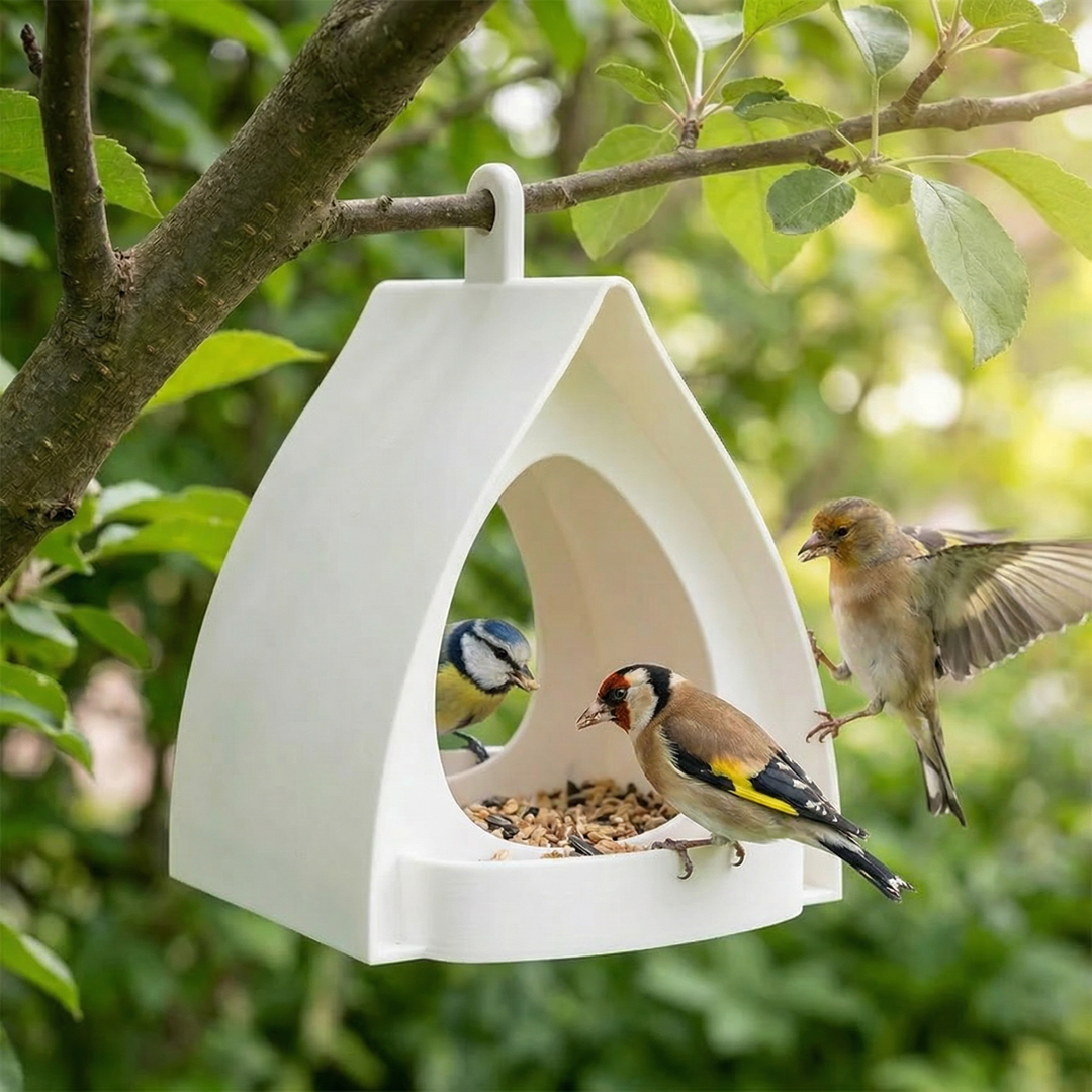 Hängendes Vogel-Futterhaus für den Garten, wetterfest & robust, ideal zur Vogelfütterung.