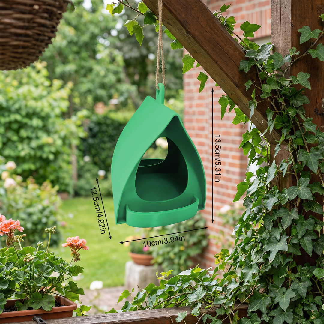 Naturfreundliches hängendes Vogel-Futterhaus, robust & witterungsbeständig für Wildvögel.