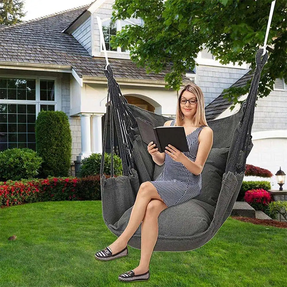Bequemer Relaxsessel für Innen- & Aussenbereich. Ideal als Hängeliege im Wohnzimmer oder auf Terrasse.