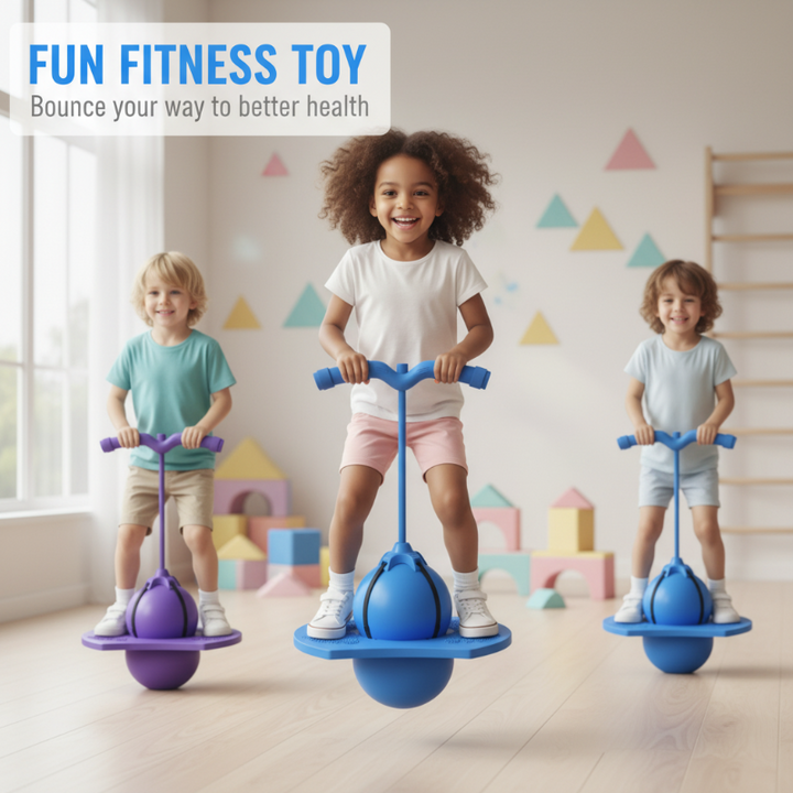 Spielgerät: Hüpfball für Kinder zur Förderung von Koordination, Balance & Bewegung, sichere Plattform.