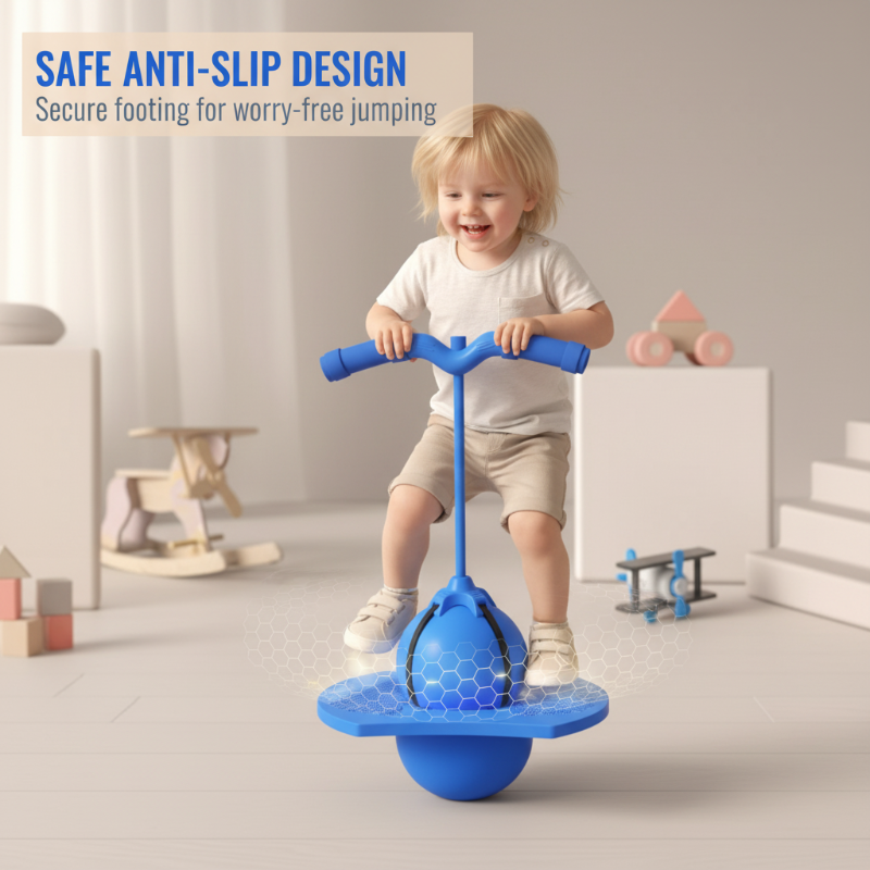 Robuster Kinder Hüpfball mit rutschfester Trittfläche & ergonomischen Griffen, ideal für Sport & Spiel.