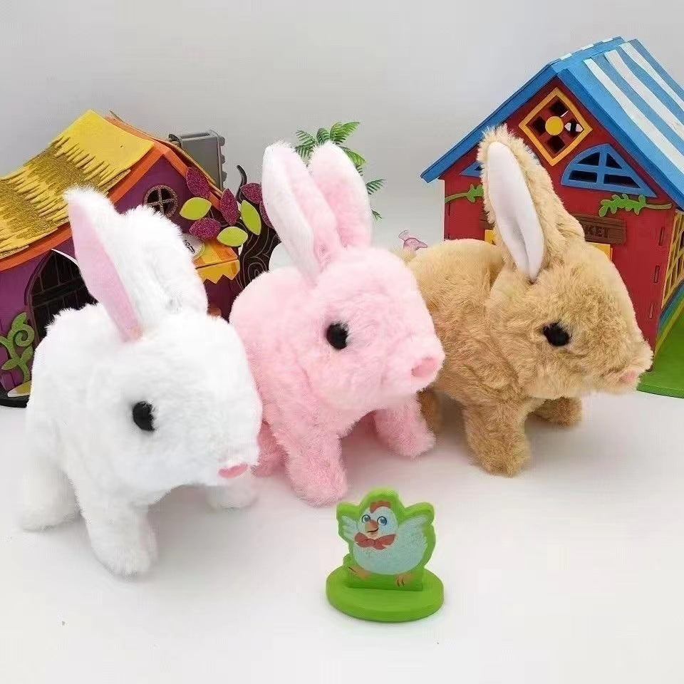 Interaktiver Plüschhase hüpft; niedliches Plüschtier für Kinder, tolles Spielzeug, batteriebetrieben.