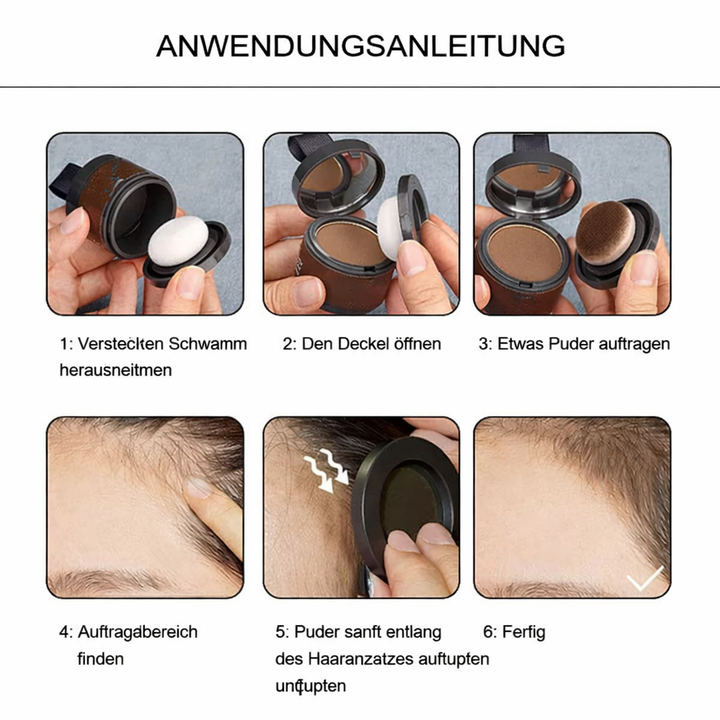 Haaransatzpuder Schwarz: Perfekte Kaschierung von grauen Haaren und Lücken.