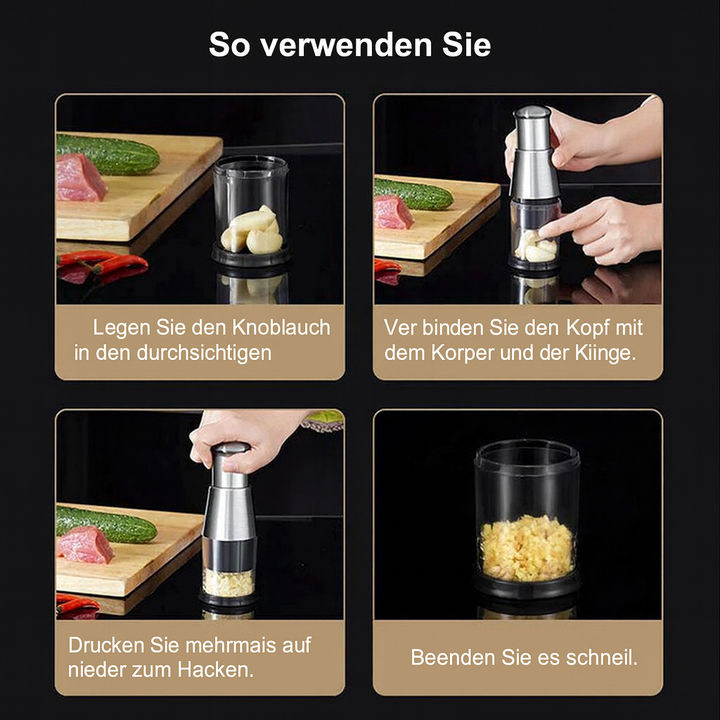 Einfach zu bedienender manueller Zerkleinerer für eine schnelle und präzise Zubereitung in der Küche.