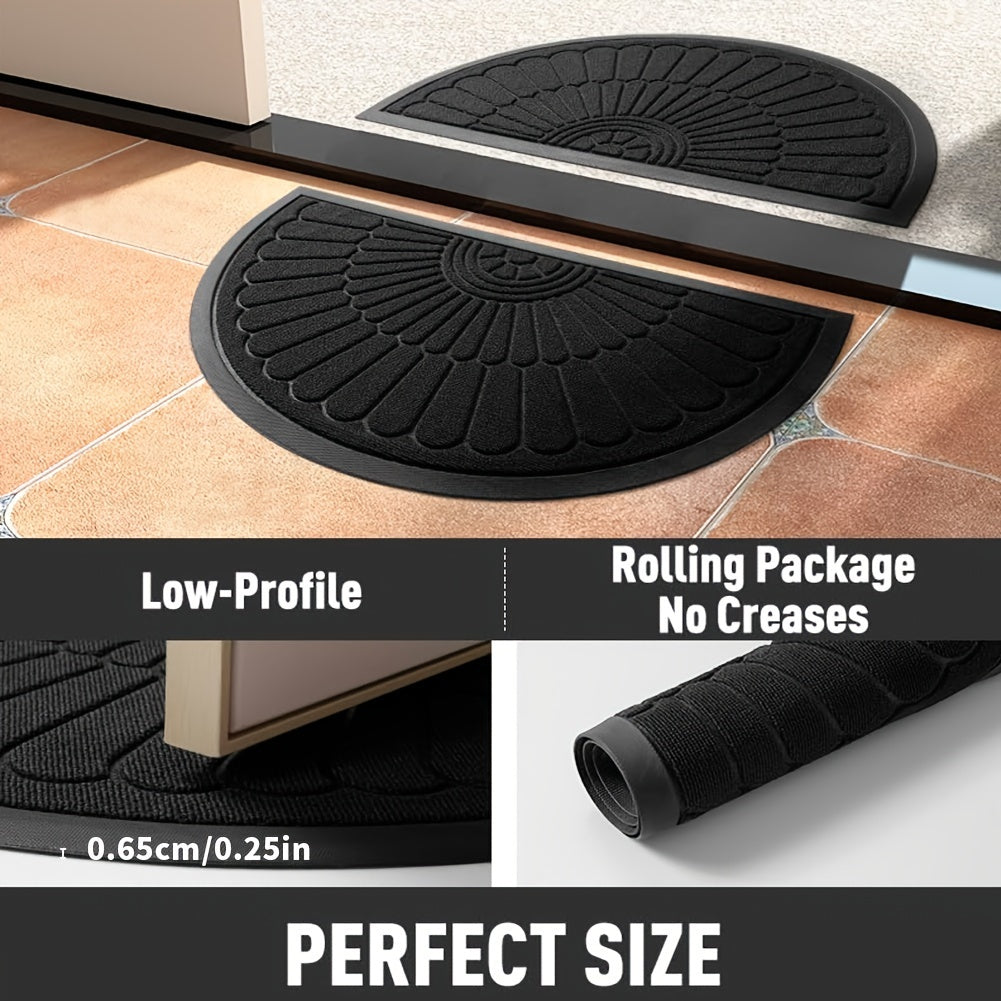 Vielseitige halbrunde Gummimatte, rutschfest, schützt Innen- & Außenbereiche vor Schmutz. Robust und pflegeleicht.