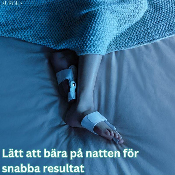 Sanfte Zehenkorrektur mit Hallux Valgus Schiene zur Verbesserung der Fußfehlstellung.