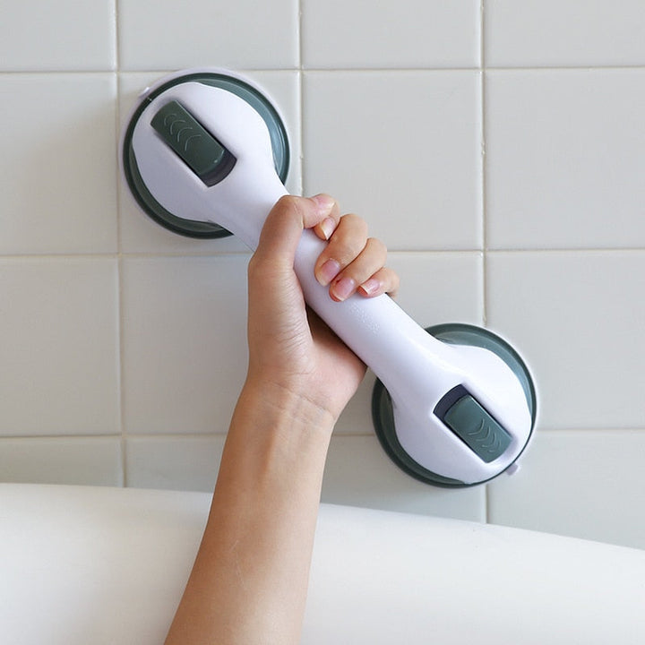 Praktischer Bad Haltegriff mit Saugfunktion; extra sicherer Halt für Dusche & Wanne, bohrfrei und stabil.