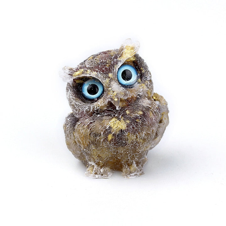 Anmutige Eulenfigur aus Naturkristall, handgearbeitet, für eine beruhigende Atmosphäre.
