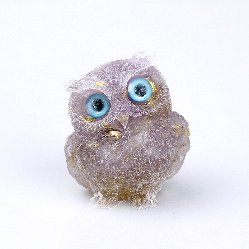 Naturkristall Eulenfigur, handgemacht, verleiht jedem Raum eine besondere Note.