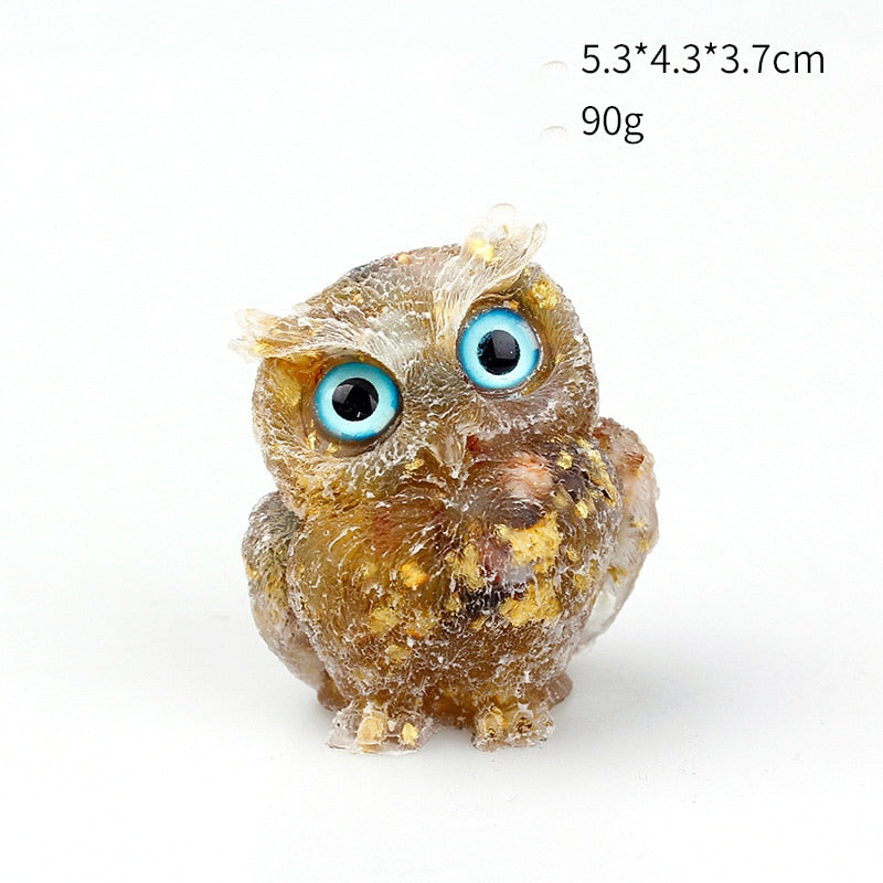 Handgefertigte Eulenfigur aus Naturkristall, ein beruhigendes Element für Ihr Schlafzimmer.
