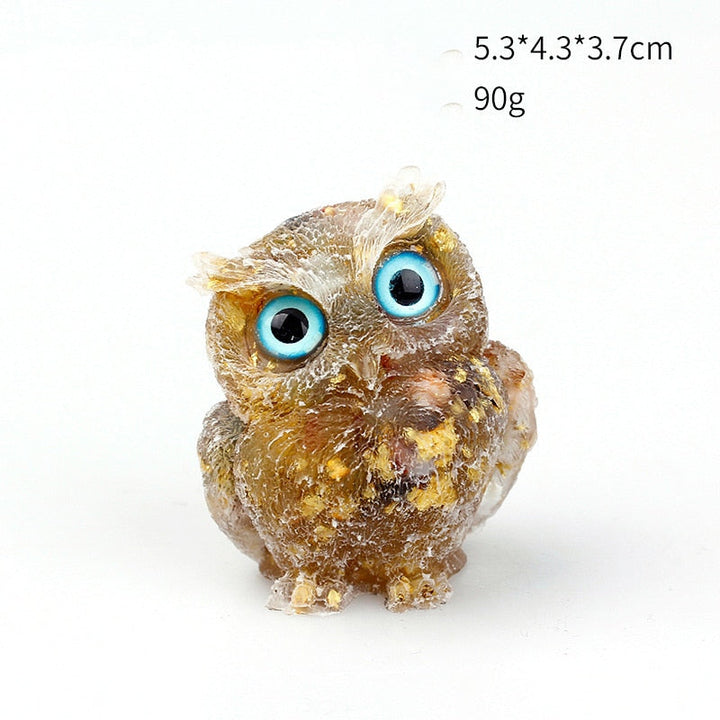 Handgefertigte Eulenfigur aus Naturkristall, ein beruhigendes Element für Ihr Schlafzimmer.