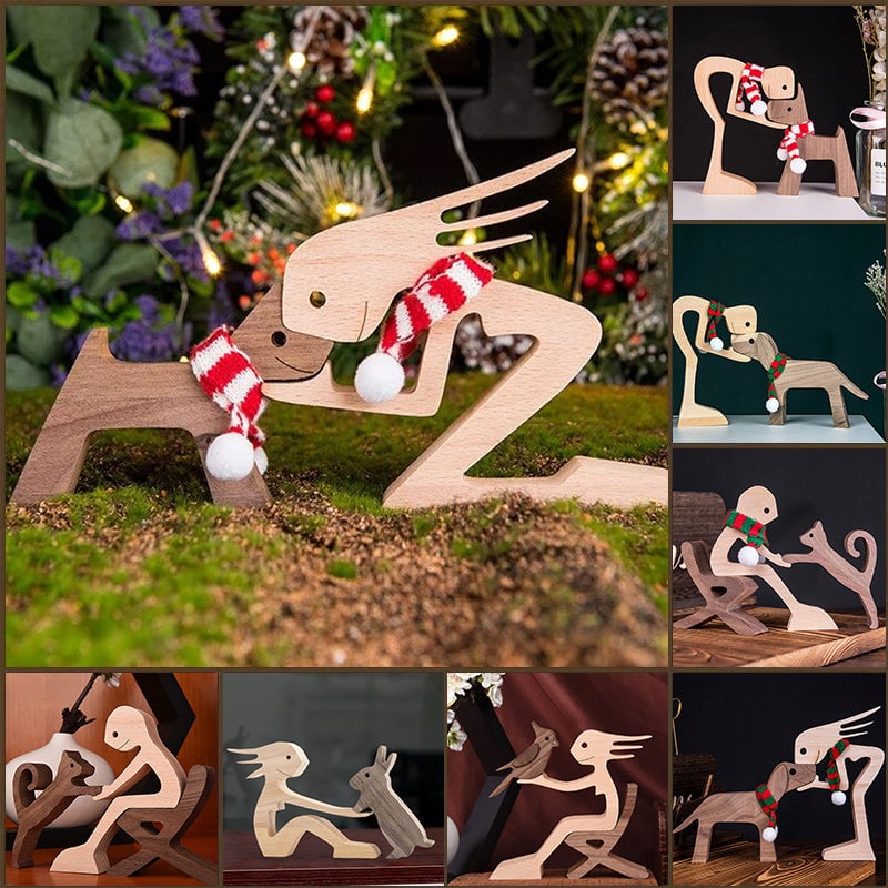 Handgefertigte Holzskulptur: charmante Tierfigur aus Naturholz, ideal für Tierliebhaber und Wohnkultur.
