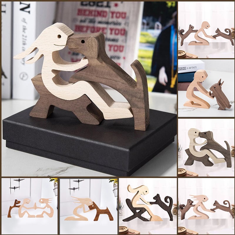 Detailreiche Tierfigur aus Holz, handgeschnitzt, perfekte Dekoration für Regal oder Schreibtisch.