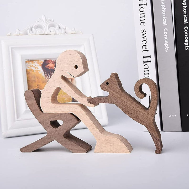 Nachhaltige Holz Tierfigur, handgeschnitzt, umweltfreundliche Dekoration.