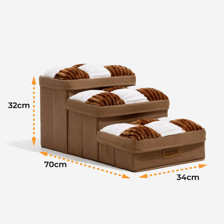 Handgefertigte Tiertreppe für Haustiere; schützt Gelenke, mit integriertem Stauraum.