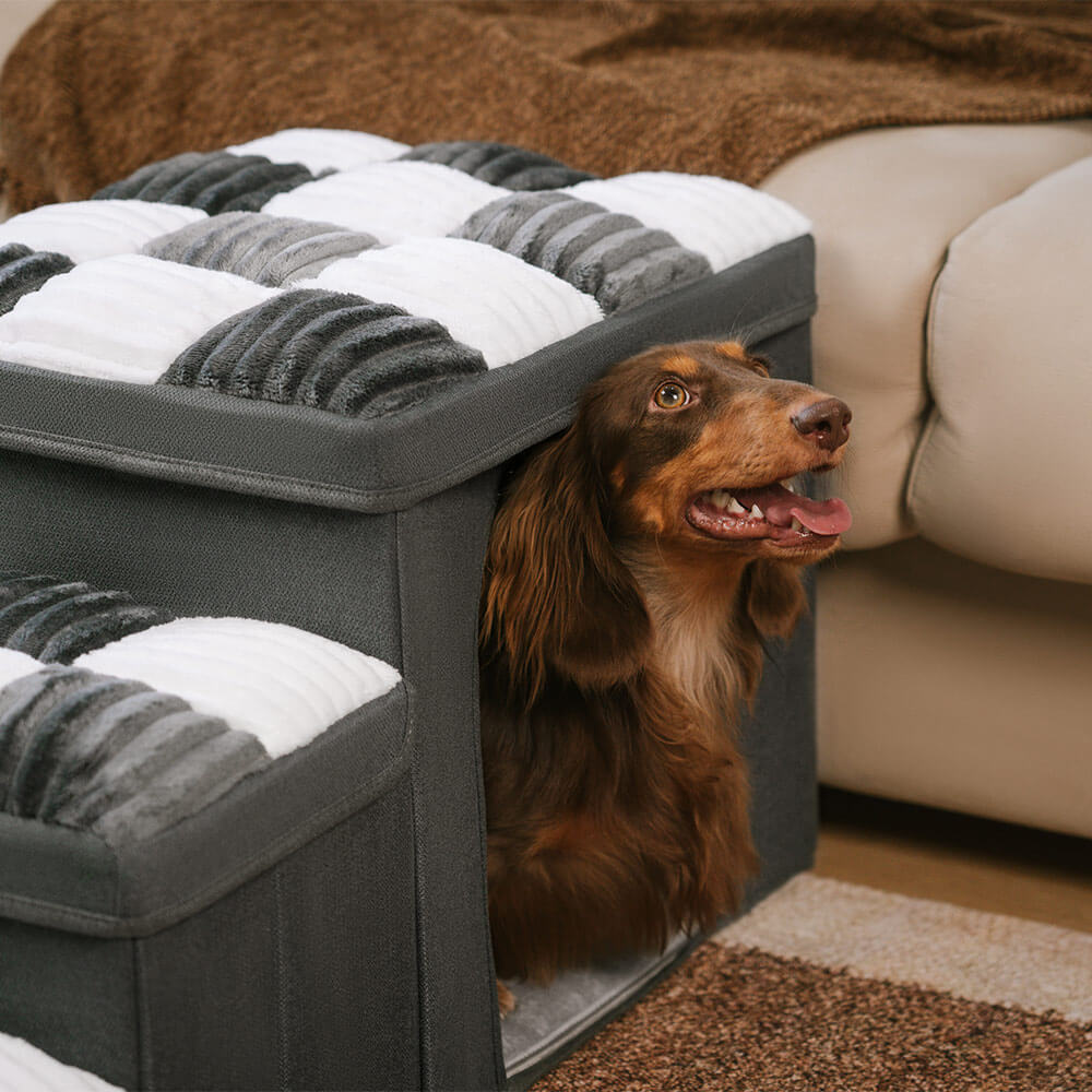 Gelenkschonende Hundetreppe für Sofa & Bett; ideal für kleine & ältere Hunde, mit Stauraum.