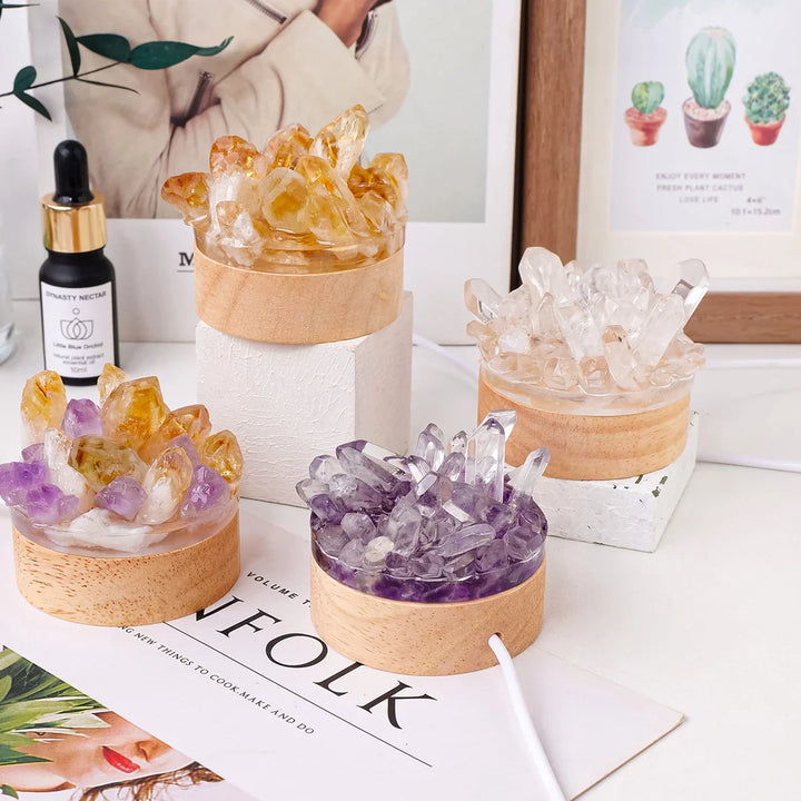 Handgefertigtes Unikat: Naturstein Kristalllampe, perfekt als Feng Shui & Wellness Wohnaccessoire für Ruhe.