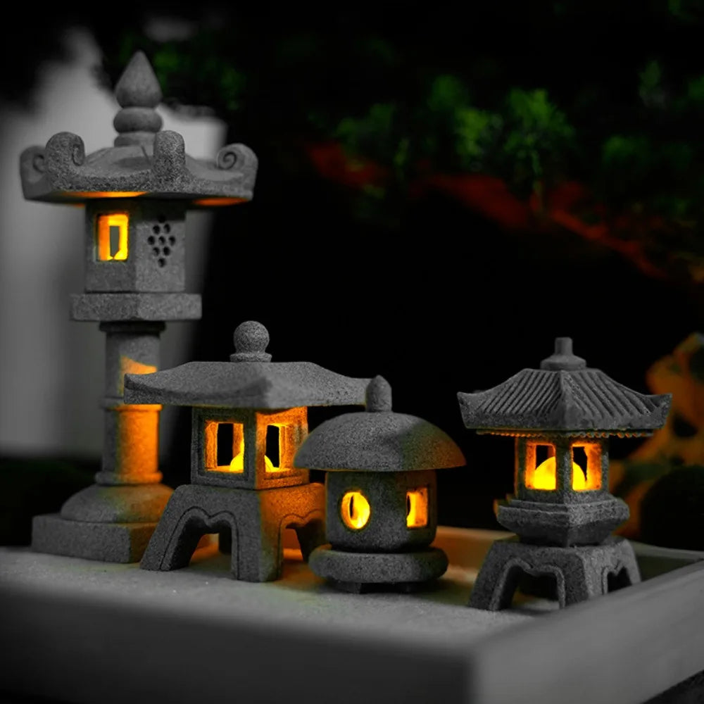 Zen Pagode aus Sandstein, handgefertigt. Perfekt als Garten-Deko, Balkon-Deko oder für Miniaturlandschaften.