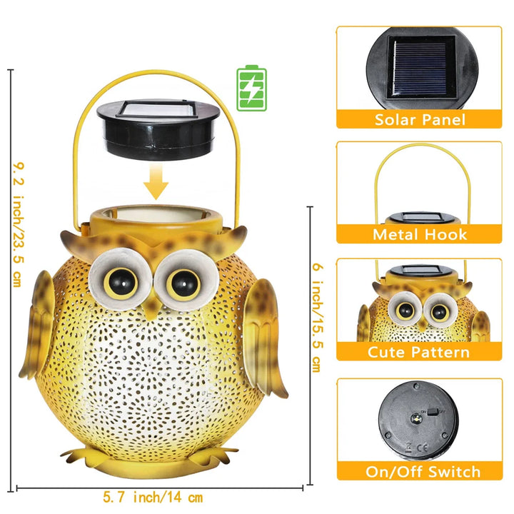 Dekorative Solar Eule als Gartenleuchte, eine wetterfeste Tierfigur für stilvolle Außenbereiche mit automatischem Licht.