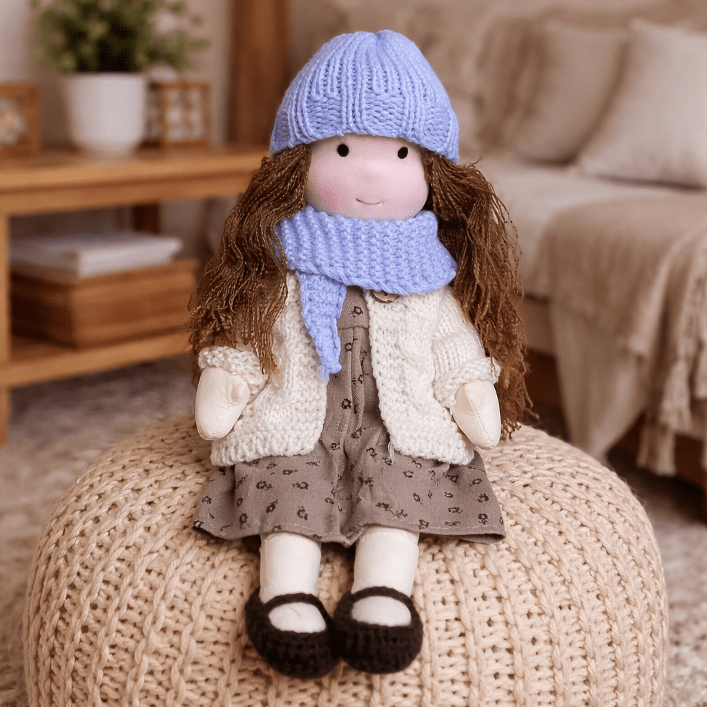 Baumwollpuppe, handgemacht, als Kuschelpuppe für Babys & Kleinkinder geeignet.
