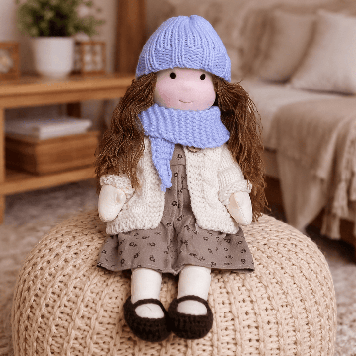 Baumwollpuppe, handgemacht, als Kuschelpuppe für Babys & Kleinkinder geeignet.