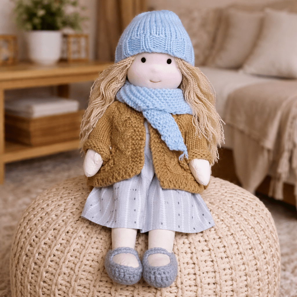 Einzigartige Waldorfpuppe, eine nachhaltige Geschenkidee für kreatives Kinderspiel.