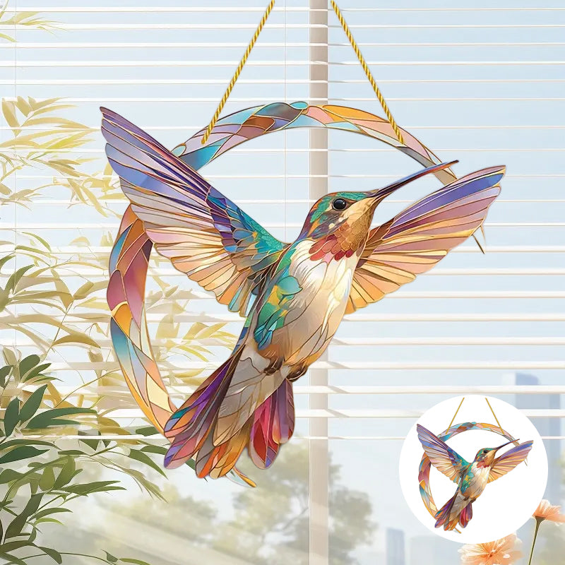 Handgefertigte Acryl Kolibri Dekoration, Sonnenfänger für Fenster & Garten, Erinnerung & Lebensfreude.
