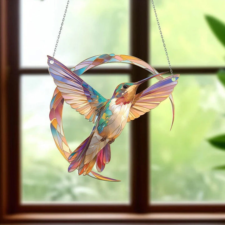 Eleganter Acryl Sonnenfänger Kolibri, handgefertigt, als Erinnerungsstück & stilvolles Wohnaccessoire.