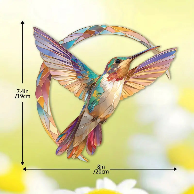 Leuchtender Kolibri Fensterdeko Sonnenfänger aus Acryl, handgefertigt, eine schöne Geschenkidee.